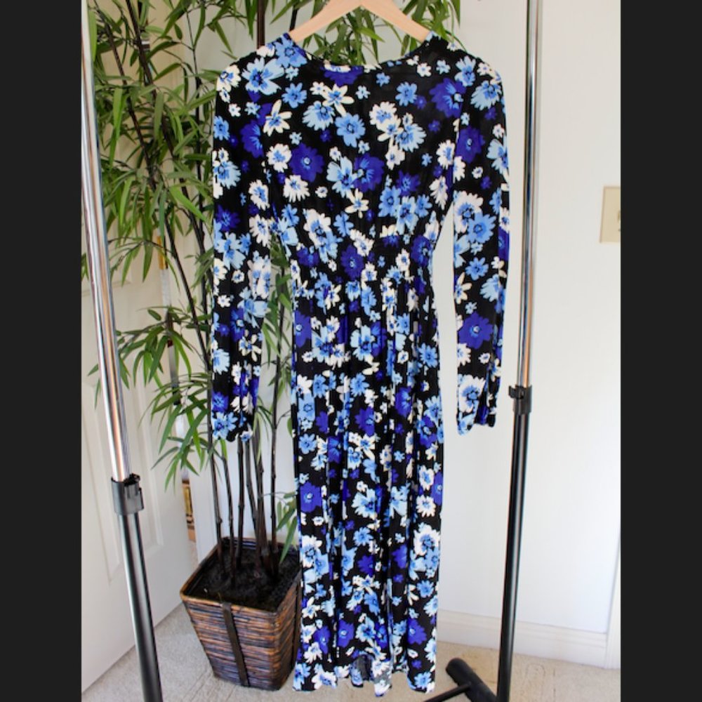 Nobodys Child Blue Wildflower Midi Slit Dress OSFA